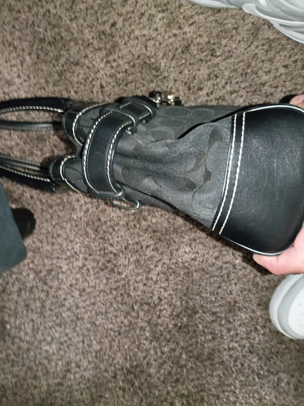 Coach Black Signature Canvas Tote with Silver Hardware